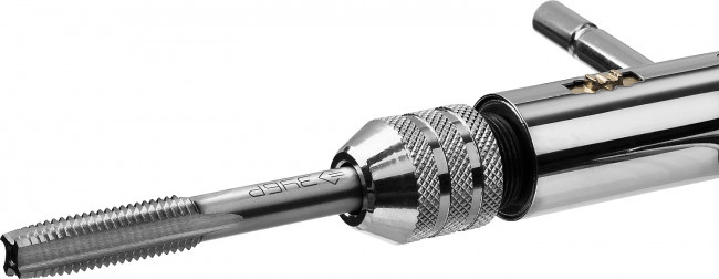 Метчикодержатель ЗУБР "ПРОФЕССИОНАЛ" с храповым механизмом и реверсом М3 - М10, 85 / 100 мм, ( 28137-85_z01 ) Метчикодержатель ЗУБР "ПРОФЕССИОНАЛ" с храповым механизмом и реверсом М3 - М10, 85 / 100 мм, ( 28137-85_z01 )