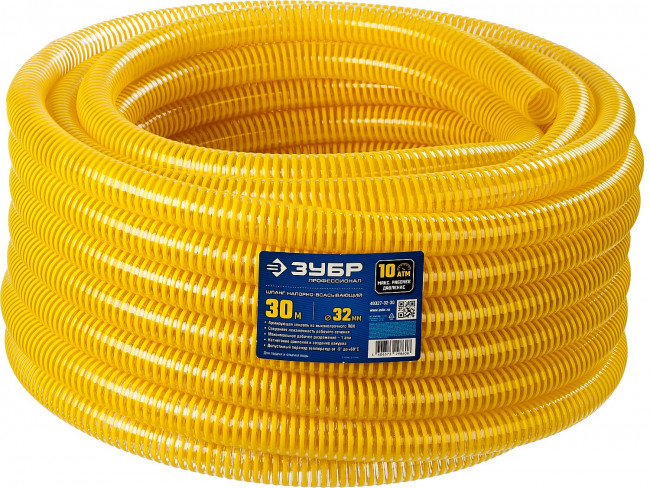 ЗУБР Шланг напорно-всасывающий со спиралью ПВХ, 10 атм, 32мм х 30м, ( 40327-32-30 ) ЗУБР Шланг напорно-всасывающий со спиралью ПВХ, 10 атм, 32мм х 30м, ( 40327-32-30 )
