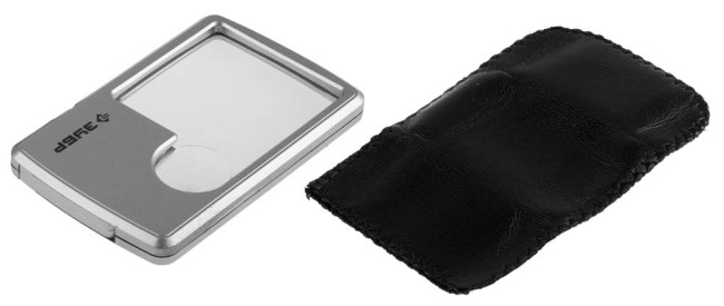 Лупа ЗУБР "МАСТЕР" карманная, светодиодная подсветка, 3-х/6-х кратное увеличение, размер линзы 45х45мм,  ( 40545 )