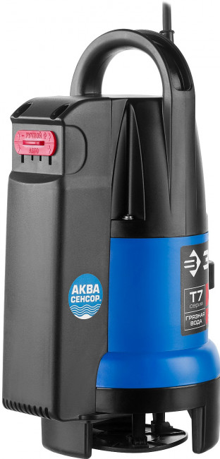 Насос Т7 АкваСенсор погружн, ЗУБР Профессионал НПГ-Т7-400, дренаж. для грязн воды(d частиц до 35мм),400Вт,датчик уровня,150л/мин,напор 5м,провод 10м,  ( НПГ-Т7-400 )