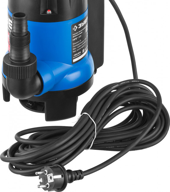 Насос Т7 АкваСенсор погружн, ЗУБР Профессионал НПГ-Т7-400, дренаж. для грязн воды(d частиц до 35мм),400Вт,датчик уровня,150л/мин,напор 5м,провод 10м,  ( НПГ-Т7-400 )