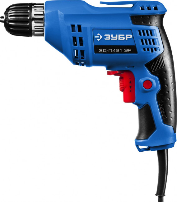 Дрель безударная, реверсивная, 420 Вт, 10 мм БЗП патрон, электронная регулировка скорости, 0-3000 об/мин, ЗУБР Профессионал,  ( ЗД-П421 ЭР )