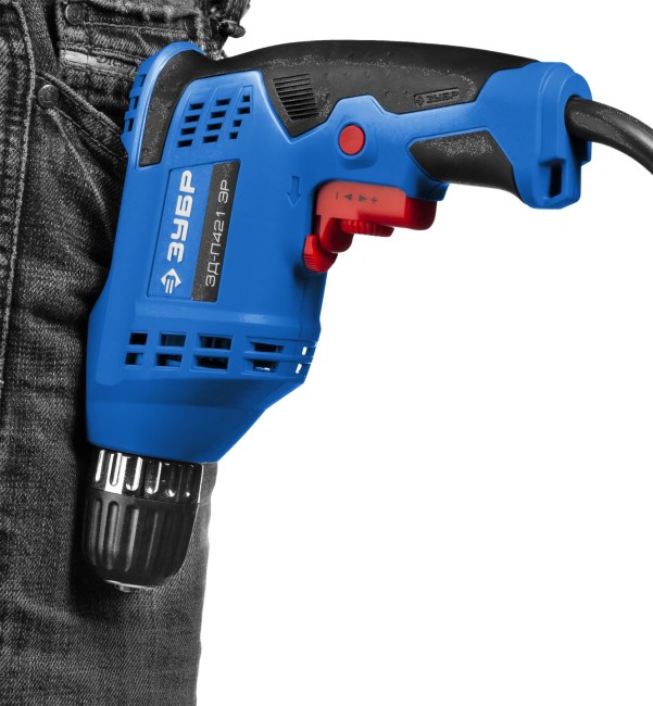 Дрель безударная, реверсивная, 420 Вт, 10 мм БЗП патрон, электронная регулировка скорости, 0-3000 об/мин, ЗУБР Профессионал,  ( ЗД-П421 ЭР )