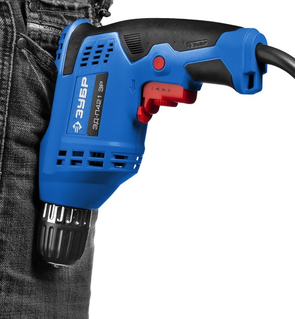 Дрель безударная, реверсивная, 420 Вт, 10 мм БЗП патрон, электронная регулировка скорости, 0-3000 об/мин, ЗУБР Профессионал,  ( ЗД-П421 ЭР )