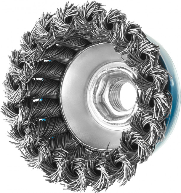 ЗУБР "ПРОФЕССИОНАЛ". Щетка чашечная для УШМ, плетеные пучки стальной проволоки 0,5мм, 80ммхМ14,  ( 35275-080_z02 )