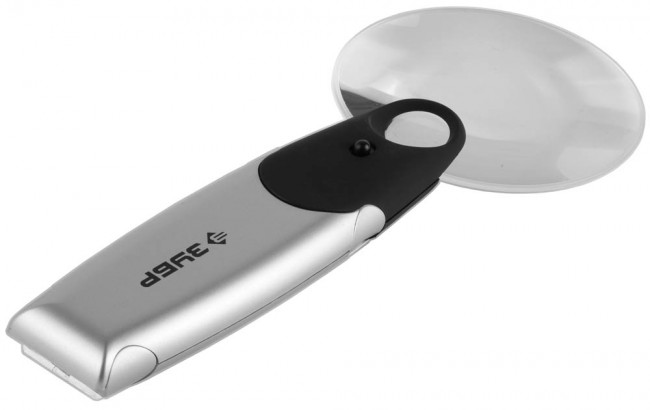 Лупа ЗУБР "МАСТЕР" конструкция-трансформер, светодиодная подсветка, 2-х/6-ти кратное увеличение, диаметр линзы 90мм, ( 40557 ) Лупа ЗУБР "МАСТЕР" конструкция-трансформер, светодиодная подсветка, 2-х/6-ти кратное увеличение, диаметр линзы 90мм, ( 40557 )