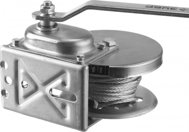 Лебедка ручная барабанная ЗУБР "ПРОФЕССИОНАЛ", подъемная, тросовая, 0,5т, 8м,  ( 43117-0.5 )