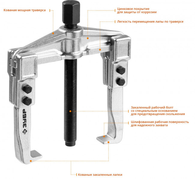 Съемник раздвижной 2-захватный, 100 мм, ЗУБР Профессионал, (  43310-115-100 )