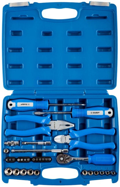 Набор ЗУБР "ЭКСПЕРТ": Универсальный слесарно-монтажный инструмент "ЭКСПЕРТ", 1/4", 33 предмета,  ( 27671-H33 )