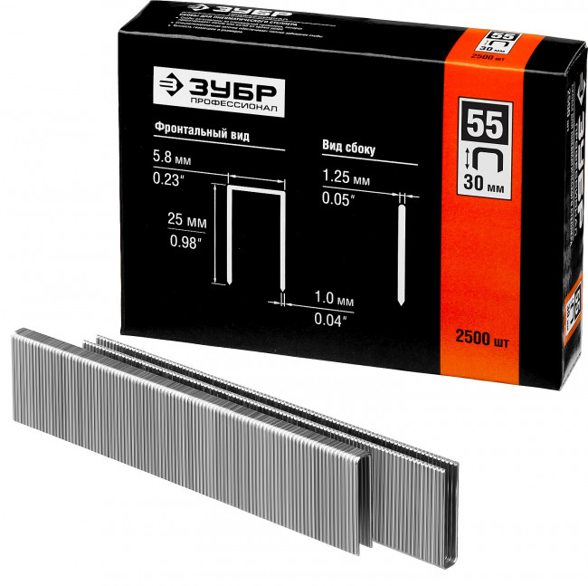 ЗУБР 30 мм скобы для степлера узкие тип 55, 2500 шт,  ( 31855-30 ) ЗУБР 30 мм скобы для степлера узкие тип 55, 2500 шт,  ( 31855-30 )