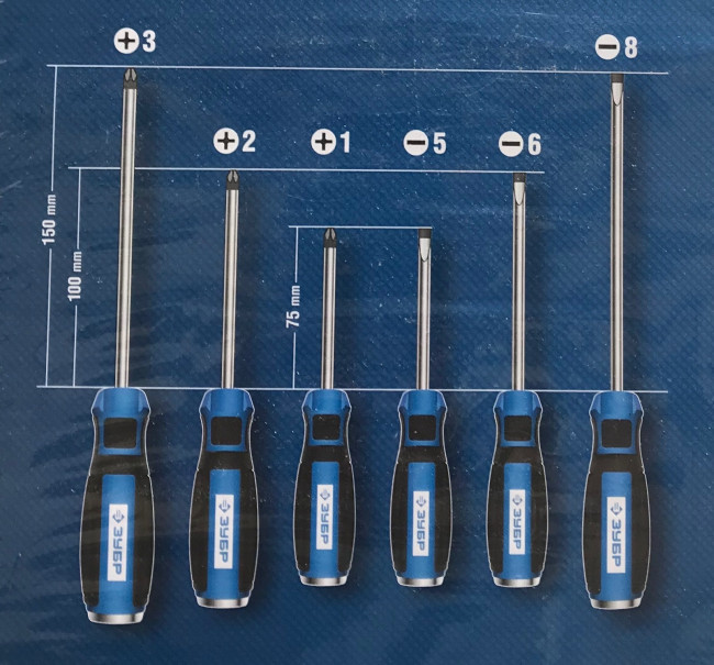 Набор: Отвертки ударные ЗУБР "ПРОФЕССИОНАЛ" "УДАРНИК", сквозной Cr-Mo стержень с усилит.под ключ, 2-хкомп.рук, магн.наконечник, в коробке, 6предм, ( 25026 )