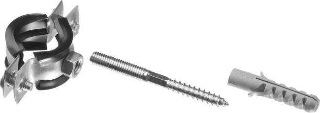 Хомут трубный с гайкой, оцинкованный, в комплекте с сантехнической шпилькой и дюбелем, 1/2", 1шт, ЗУБР,  ( 37866-20-24 )