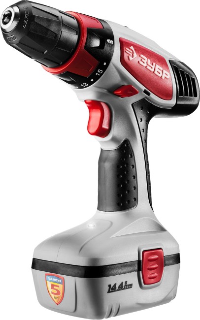 Дрель-шуруповерт "ПРОФЕССИОНАЛ" 14.4 В, Ni-Cd, 2 АКБ, ЗУБР,  ( ЗДА-14.4-2 КИН20 )