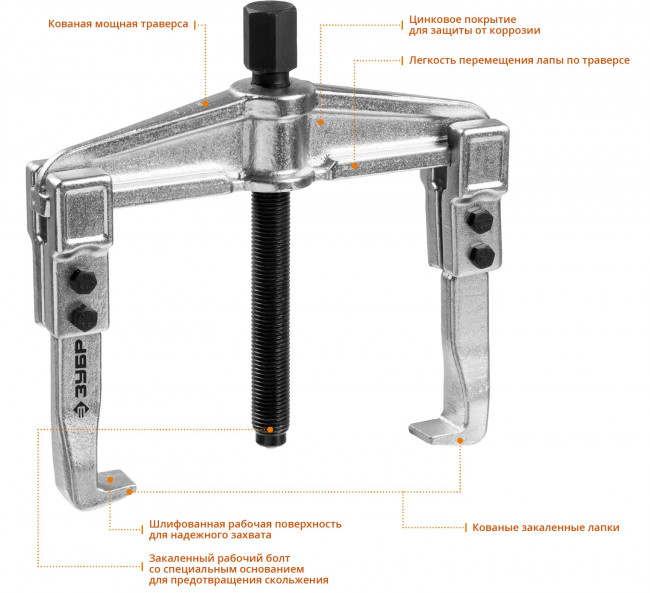 Съемник раздвижной 2-захватный, 100 мм, ЗУБР Профессионал, (  43310-160-100 )
