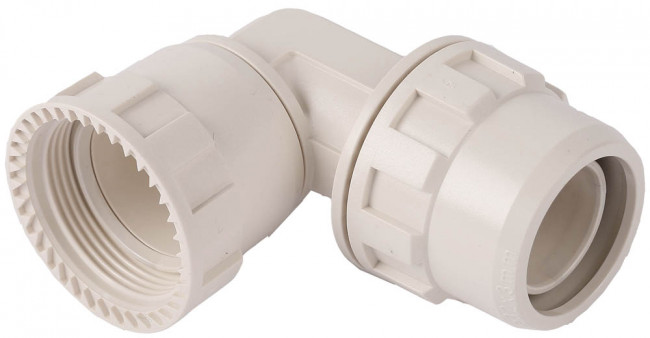 Переходник ЗУБР "ШиреФит" угловой 90° "накидная гайка - штуцер с гайкой", 16мм ,  ( 51482-16 )