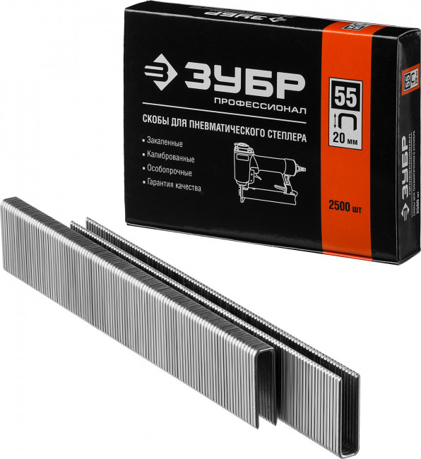 ЗУБР 20 мм скобы для степлера узкие тип 55, 2500 шт,  ( 31855-20 ) ЗУБР 20 мм скобы для степлера узкие тип 55, 2500 шт,  ( 31855-20 )