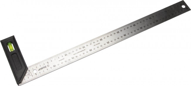 Угольник разметочный, ЗУБР Эксперт 34397-50, усиленный, встроенный уровень, гравирован шкала, нерж полотно 37мм, толщина 2мм, 500мм,  ( 34397-50 )