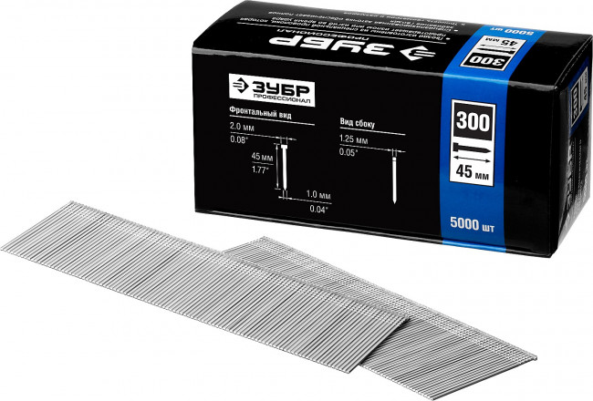 ЗУБР 45 мм гвозди для нейлера тип 300, 5000 шт,  ( 31830-45 )