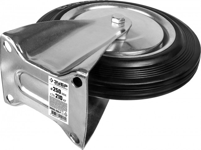 Колесо неповоротное d=250 мм, г/п 210 кг, резина/металл, игольчатый подшипник, ЗУБР Профессионал, ( 30936-250-F ) Колесо неповоротное d=250 мм, г/п 210 кг, резина/металл, игольчатый подшипник, ЗУБР Профессионал, ( 30936-250-F )