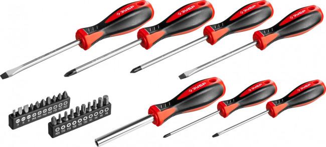 Набор "Универсал 27": Отвертки с битами, ЗУБР Мастер, Cr-V сталь, эргономичная двухкомп. рукоятка, магнитный наконечник, в кейсе, 27 предметов, ( 25027 ) Набор "Универсал 27": Отвертки с битами, ЗУБР Мастер, Cr-V сталь, эргономичная двухкомп. рукоятка, магнитный наконечник, в кейсе, 27 предметов, ( 25027 )