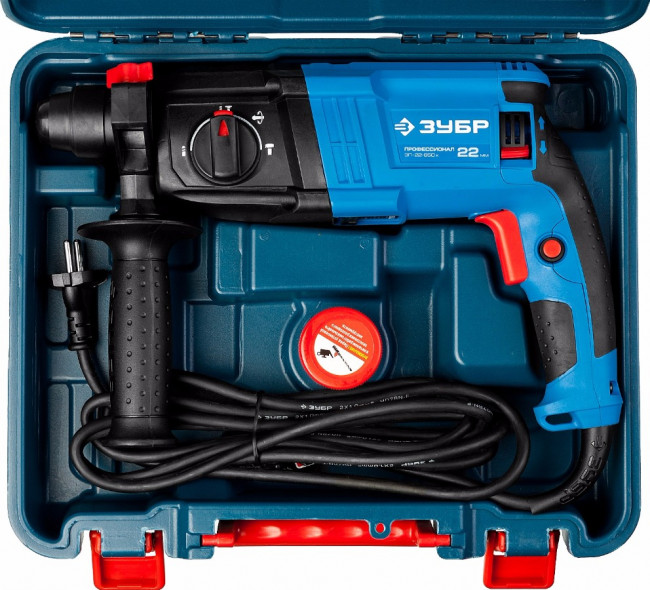 Перфоратор SDS-plus, ЗУБР Профессионал ЗП-22-650 К, реверс, горизонтальный, 2.3 Дж, 0-1950 об/мин, 0-6200 уд/мин, 650 Вт, кейс,  ( ЗП-22-650 К ) Перфоратор SDS-plus, ЗУБР Профессионал ЗП-22-650 К, реверс, горизонтальный, 2.3 Дж, 0-1950 об/мин, 0-6200 уд/мин, 650 Вт, кейс,  ( ЗП-22-650 К )