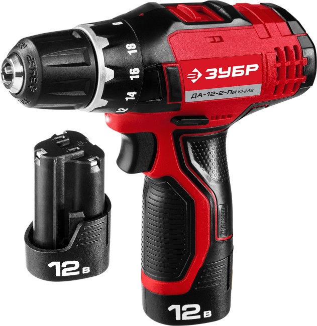 Дрель-шуруповерт 12 В, Li-Ion, 2 АКБ, ЗУБР,  ( ДА-12-2-Ли КНМ3 )