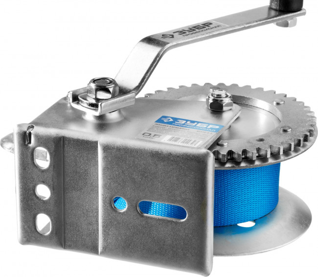 Лебедка ручная барабанная ЗУБР "ПРОФЕССИОНАЛ", тяговая, ленточная, 0,5т, 8м,  ( 43115-0.5 )