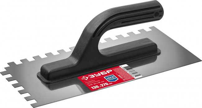 ЗУБР Мастер 130х270мм, 10х10 мм, гладилка штукатурная зубчатая нержавеющая с пластиковой ручкой ( 08042-10 ) ЗУБР Мастер 130х270мм, 10х10 мм, гладилка штукатурная зубчатая нержавеющая с пластиковой ручкой ( 08042-10 )