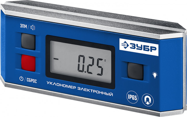 МИНИ уровень-уклономер электронный, IP65, Магнитный, Диапазон 0-90°, Точность ±0,05°, 3 кнопки, HOLD, Подсветка, Автоповорот, ЗУБР Профессионал ( 34745_z01 )