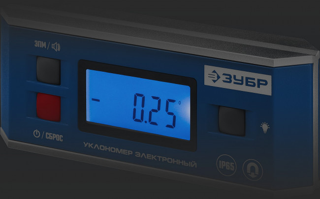 МИНИ уровень-уклономер электронный, IP65, Магнитный, Диапазон 0-90°, Точность ±0,05°, 3 кнопки, HOLD, Подсветка, Автоповорот, ЗУБР Профессионал ( 34745_z01 )