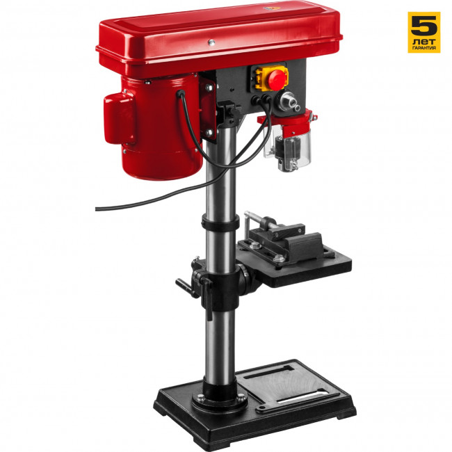 Сверлильный станок, ЗУБР ЗСС-450, 500Вт, 12 скор., патрон 16мм, ход 60мм, посадка В16(МТ2), безоп. вык-ль, тиски 75х75мм, от шпин. до основ. 524мм,  ( ЗСС-450 )