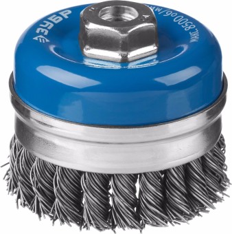 ЗУБР "ПРОФЕССИОНАЛ". Щетка чашечная усиленная для УШМ, плетеные пучки стальной проволоки 0,8мм, 80ммхМ14,  ( 35271-080_z02 )