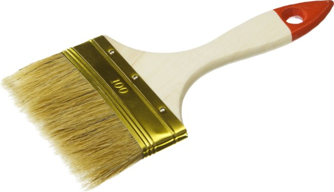 Кисть плоская ЗУБР "УНИВЕРСАЛ-ОПТИМА", светлая щетина, деревянная ручка, 100мм,  ( 01099-100_z01 )