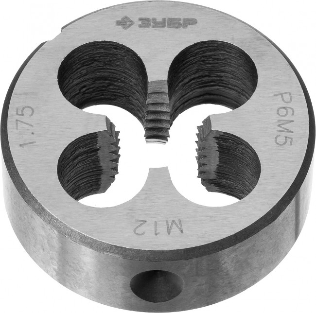 Плашка ЗУБР "ПРОФЕССИОНАЛ" круглая машинно-ручная для нарезания метрической резьбы, М12 x 1,75, ( 4-28023-12-1.75_z01 ) Плашка ЗУБР "ПРОФЕССИОНАЛ" круглая машинно-ручная для нарезания метрической резьбы, М12 x 1,75, ( 4-28023-12-1.75_z01 )