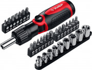 Набор: Отвертка реверсивно-рычажная "МВ-31", ЗУБР Мастер, с битами и торцовыми головками, Cr-V сталь, 31 предмет, ( 25161-H31 )