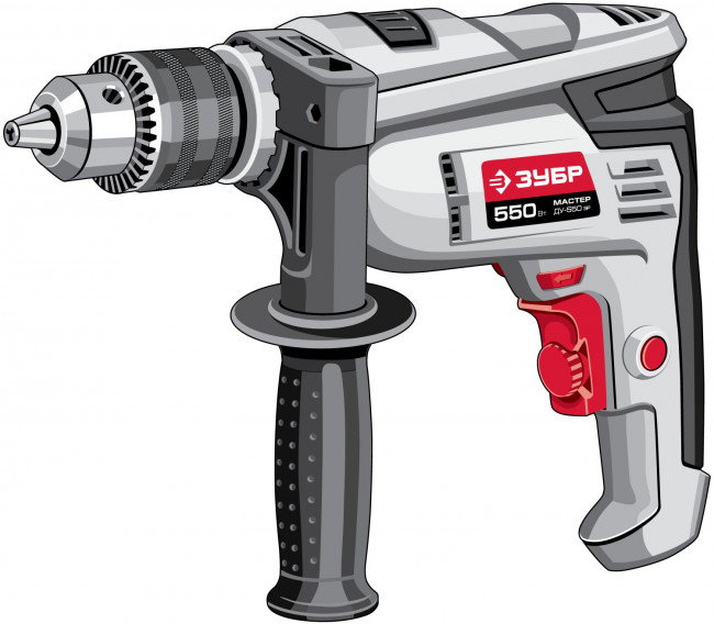 Дрель ударная, ЗУБР ДУ-550 ЭР, патрон 13 мм, реверс, сталь 10 мм / бетон 10 мм / дерево 20 мм, 550 Вт,  ( ДУ-550 ЭР )