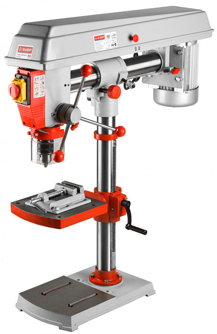 Радиально-сверлильный станок, ЗУБР ЗСС-550, 550Вт, 5ск, патрон 16мм, ход 100мм, посадка В16(МТ2), безоп. выкл-ль, тиски 75х75мм,от шпин.до основ.550мм,  ( ЗСС-550 )
