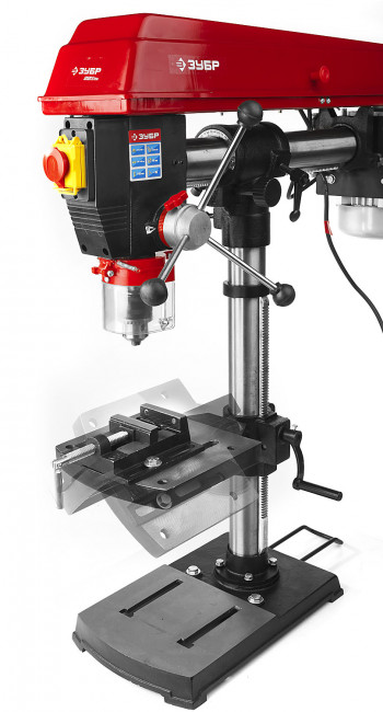 Радиально-сверлильный станок, ЗУБР ЗСС-550, 550Вт, 5ск, патрон 16мм, ход 100мм, посадка В16(МТ2), безоп. выкл-ль, тиски 75х75мм,от шпин.до основ.550мм,  ( ЗСС-550 )
