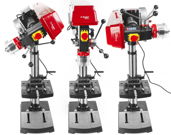 Радиально-сверлильный станок, ЗУБР ЗСС-550, 550Вт, 5ск, патрон 16мм, ход 100мм, посадка В16(МТ2), безоп. выкл-ль, тиски 75х75мм,от шпин.до основ.550мм,  ( ЗСС-550 )
