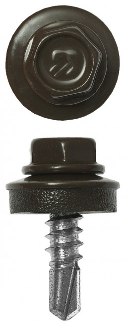 Саморезы СКМ кровельные, RAL 8028 земельно-коричневый, 25 х 5.5 мм, 1 800 шт, для металлических конструкций, ЗУБР,  ( 4-300310-55-025-8028 )