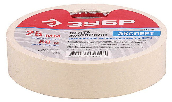 Малярная лента, креповая, 25мм х 50м, ЗУБР,  ( 12115-25 )