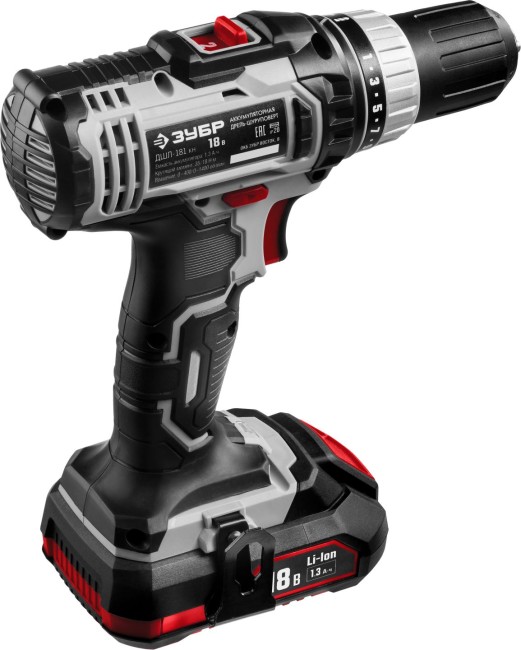 ДШЛ-181 дрель-шуруповерт, 2 АКБ, в кейсе, ЗУБР,  ( ДШЛ-181 КН )