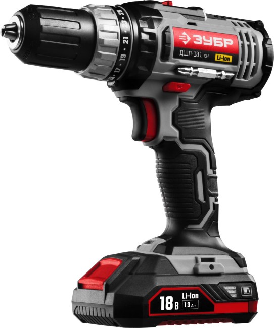 ДШЛ-181 дрель-шуруповерт, 2 АКБ, в кейсе, ЗУБР,  ( ДШЛ-181 КН )