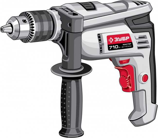 Дрель ударная, ЗУБР ДУ-710 ЭРМ2, патрон 13мм, реверс, сталь 10 мм / бетон 13 мм / дерево 20 мм, 710 Вт,  ( ДУ-710 ЭРМ2 )