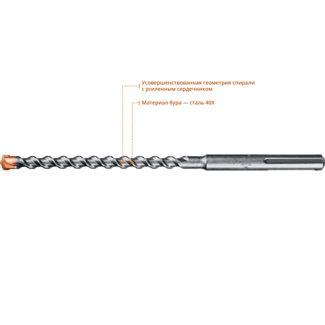 Бур ЗУБР по бетону, хвостовик "SDS-Max", 2 резца, спираль шнек, 16х340мм,  ( 29350-340-16_z01 )