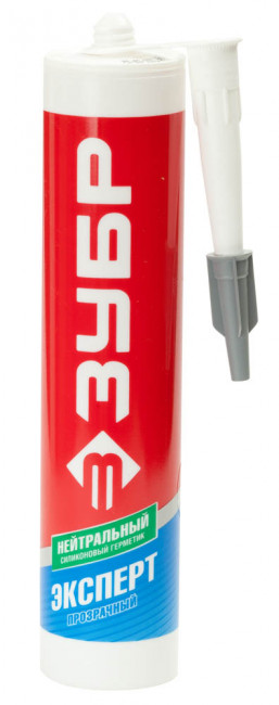Герметик силиконовый ЗУБР прозрачный, нейтральный, 280мл,  ( 41237-2 )