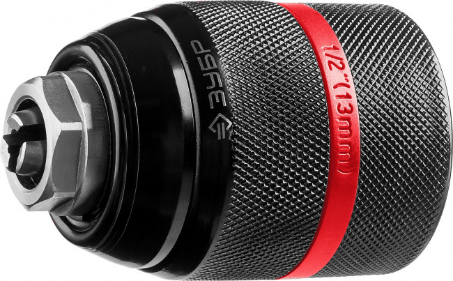 Патрон ударный быстрозажимной ЗУБР "ПРОФИ" 13 мм, посадочная резьба 1/2", с фиксатором зажима сверла Д 2,0-13мм,  ( 29072-13-1/2_z02 )