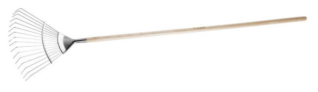 Грабли ЗУБР "ЭКСПЕРТ" веерные из нержавеющей стали, деревянный черенок из ясеня, 16 круглых зубцов, 440х360х1735мм ,  ( 4-39451_z01 )