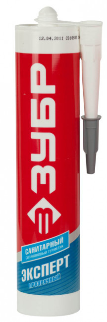 Герметик силиконовый ЗУБР прозрачный, санитарный, для помещений с повышенной влажностью, 280мл,  ( 41235-2 )