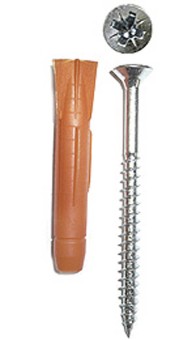 Дюбель универсальный полипропиленовый, без бортика, в комплекте с оцинкованным шурупом, 8 х 52 мм, 6 шт, ЗУБР,  ( 4-301196-08-052 )